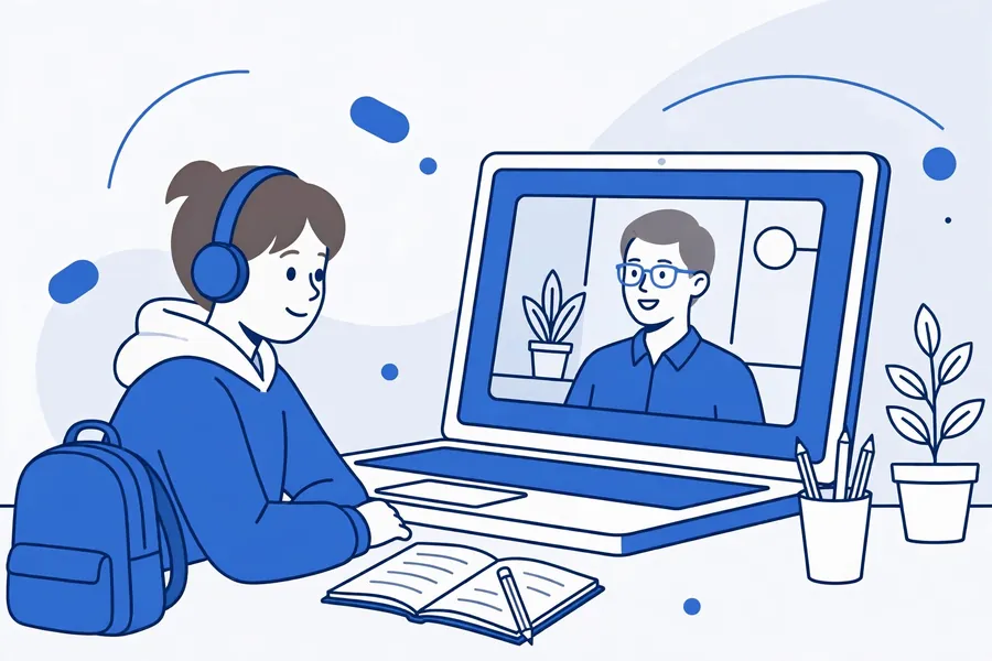 Student joining a Madrasati virtual class on Microsoft Teams to record attendance